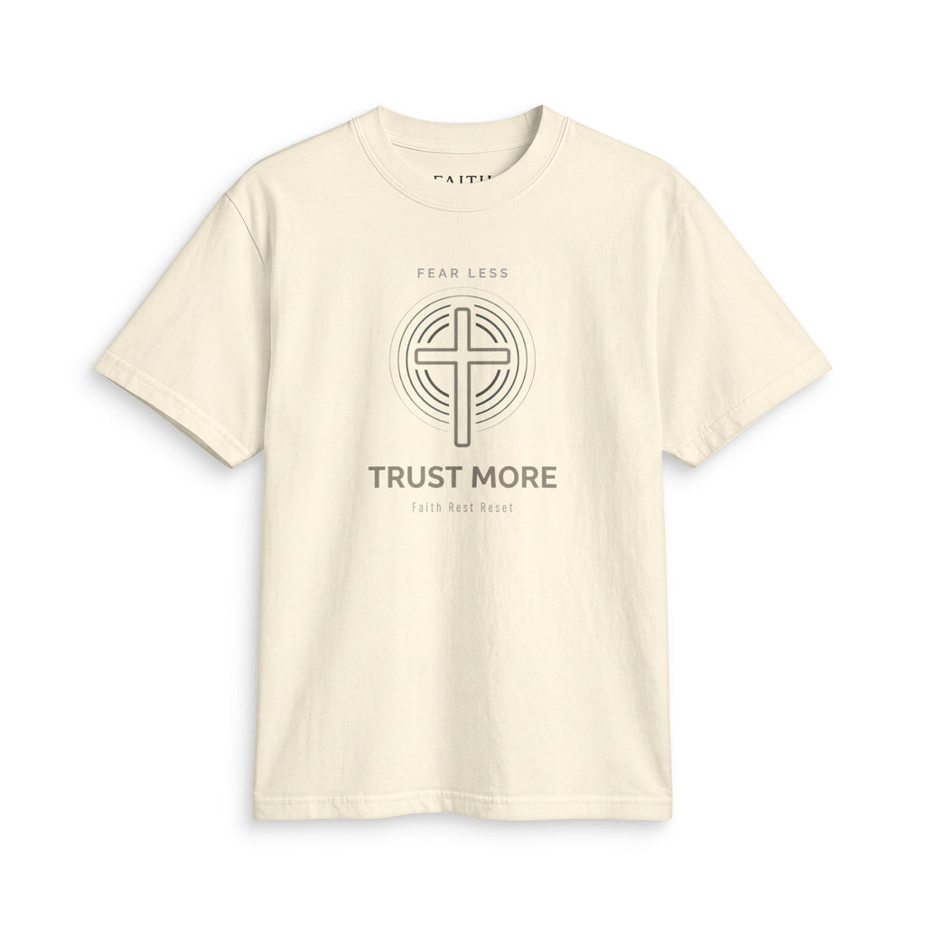 Faith Cross T-Shirt — "Trust More" Inspirational Christian Tee