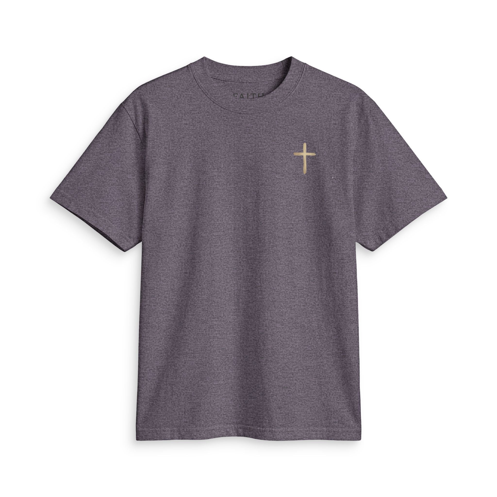 Minimal Gold Cross T-Shirt — Small Chest Christian Tee