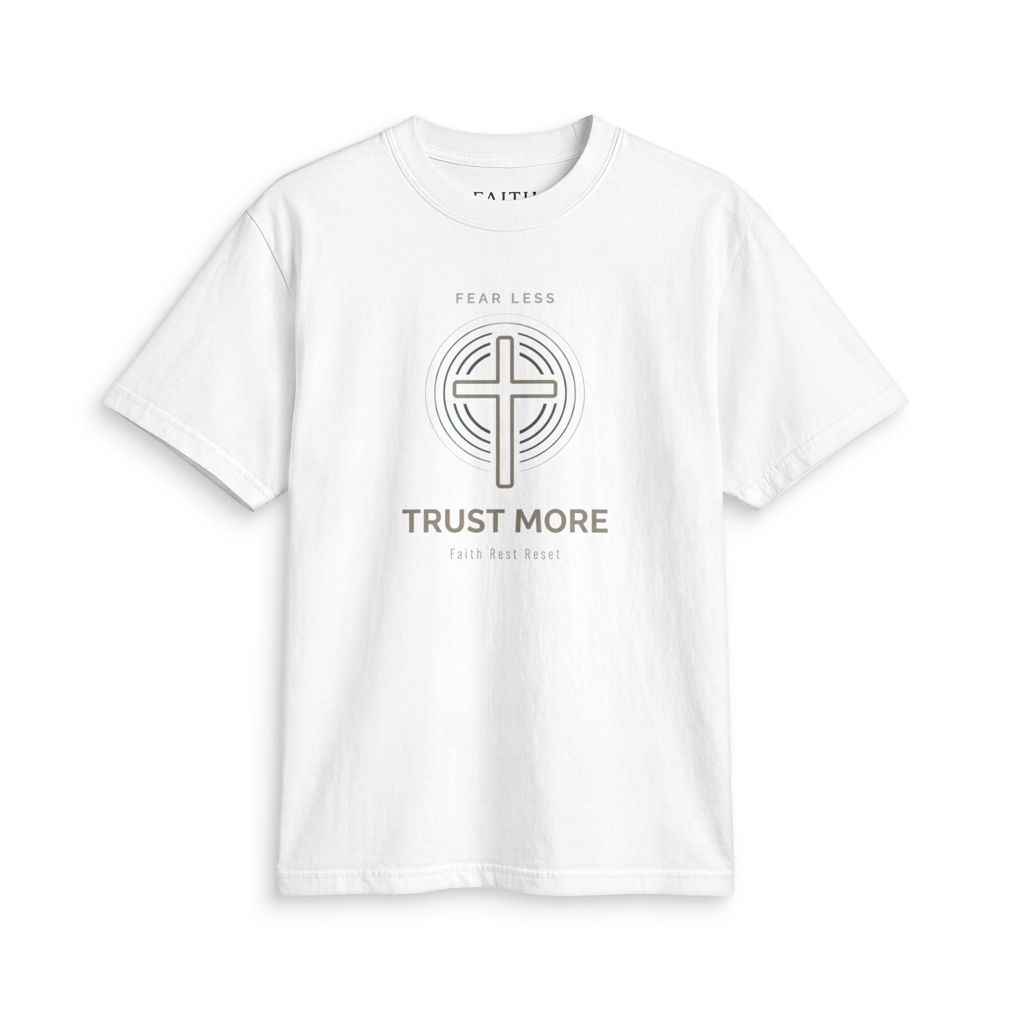 Faith Cross T-Shirt — "Trust More" Inspirational Christian Tee