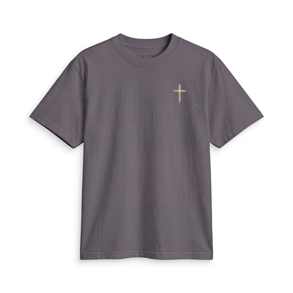 Minimal Gold Cross T-Shirt — Small Chest Christian Tee
