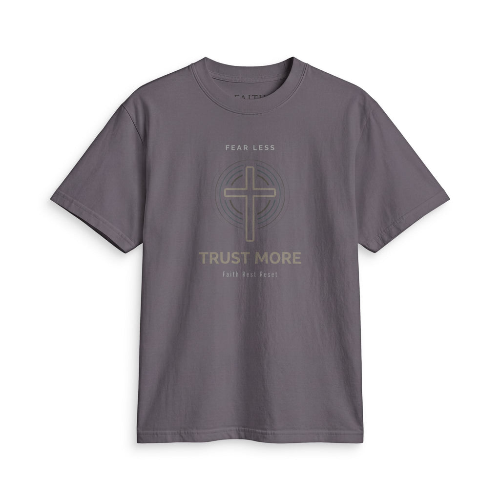 Faith Cross T-Shirt — "Trust More" Inspirational Christian Tee