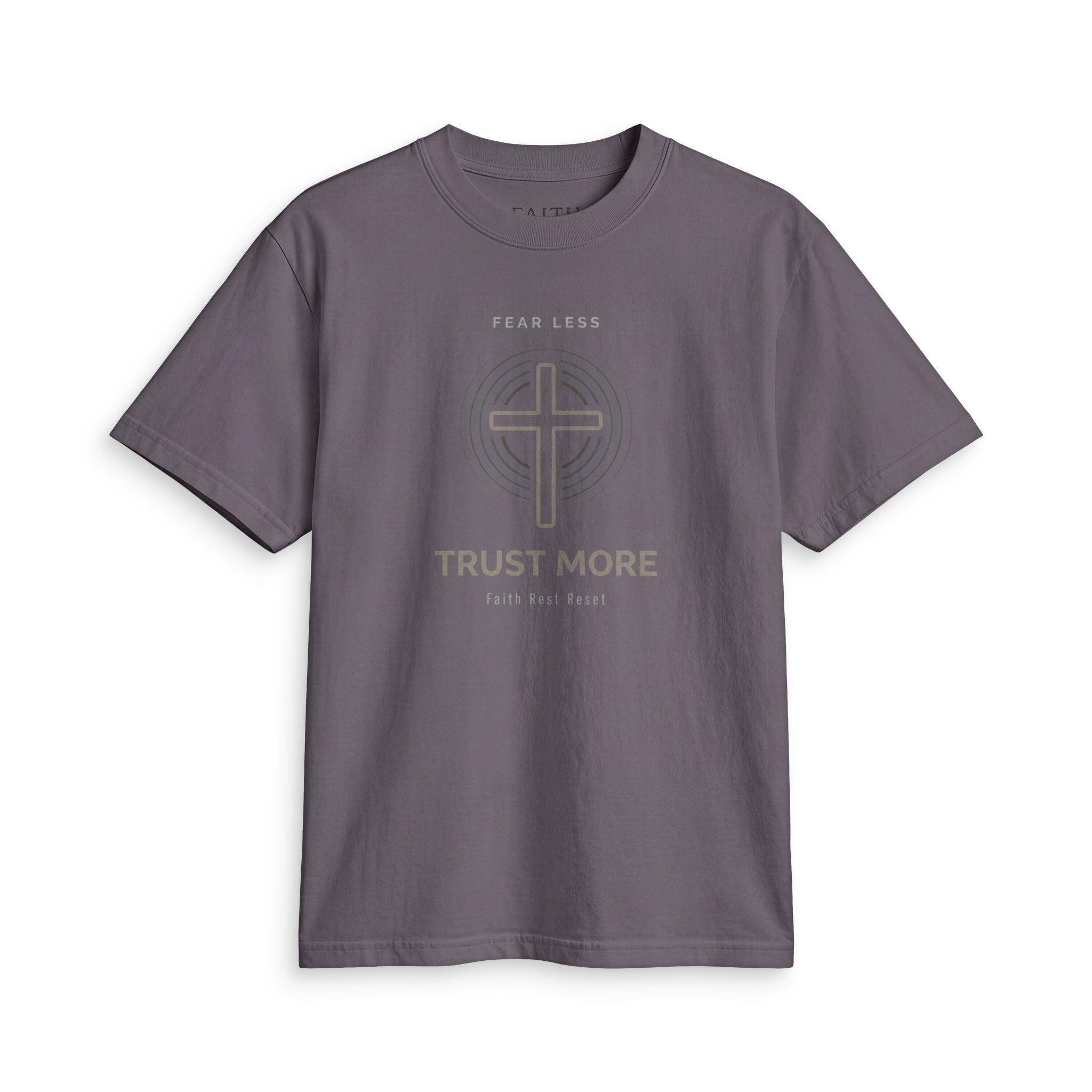 Faith Cross T-Shirt — "Trust More" Inspirational Christian Tee