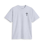Minimal Cross T-Shirt — Small Chest Cross Graphic Christian Tee