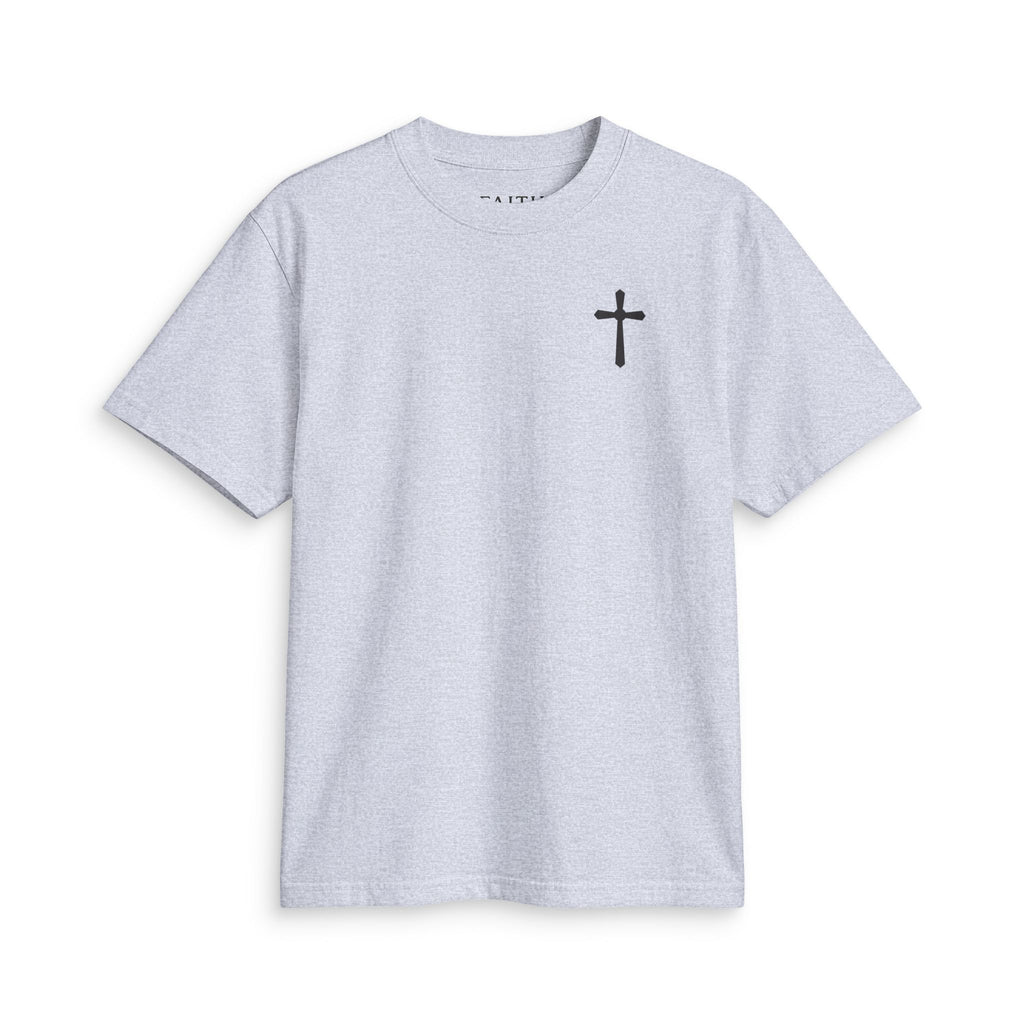 Minimal Cross Tee — Small Chest Christian Cross T-Shirt