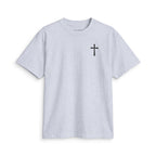 Minimal Cross Tee — Small Chest Christian Cross T-Shirt