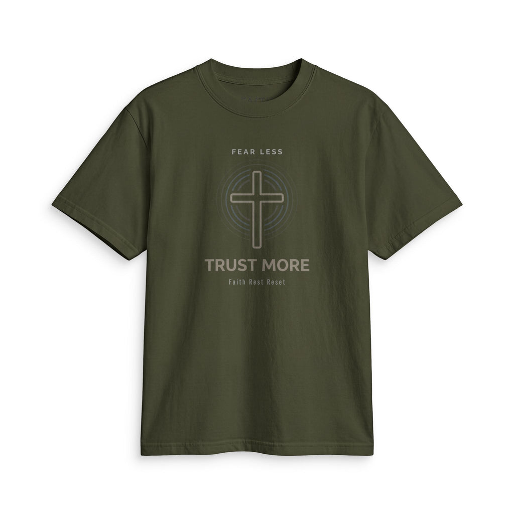 Faith Cross T-Shirt — "Trust More" Inspirational Christian Tee