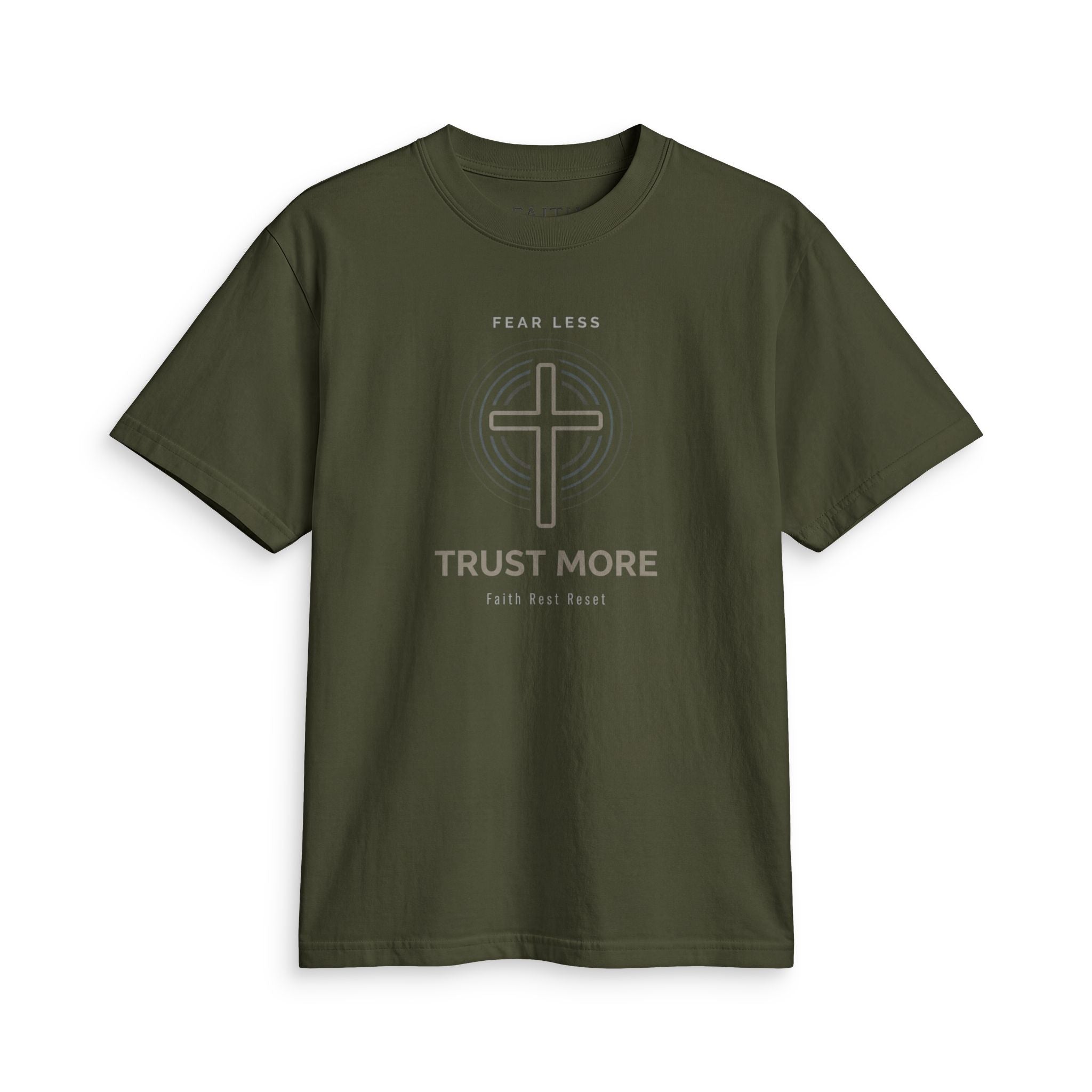 Faith Cross T-Shirt — "Trust More" Inspirational Christian Tee