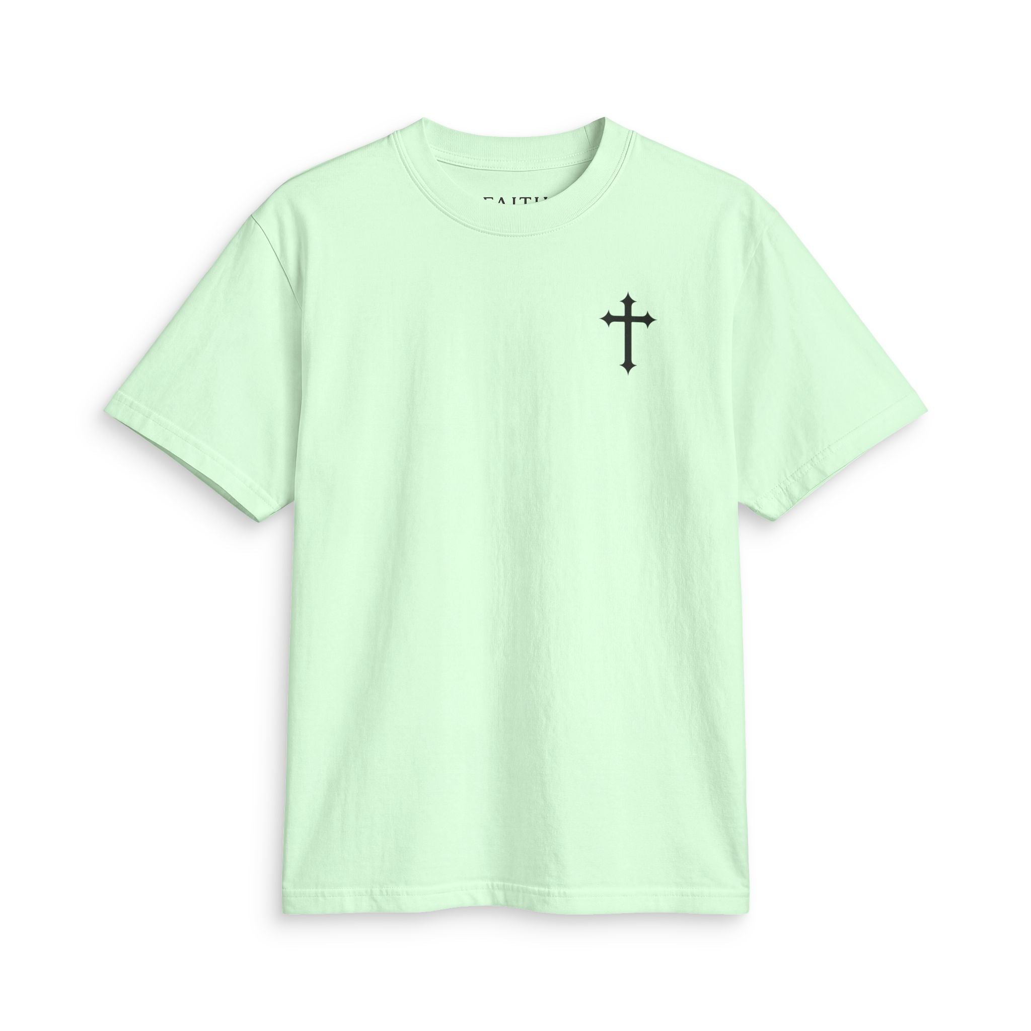 Minimal Cross T-Shirt — Small Chest Cross Graphic Christian Tee