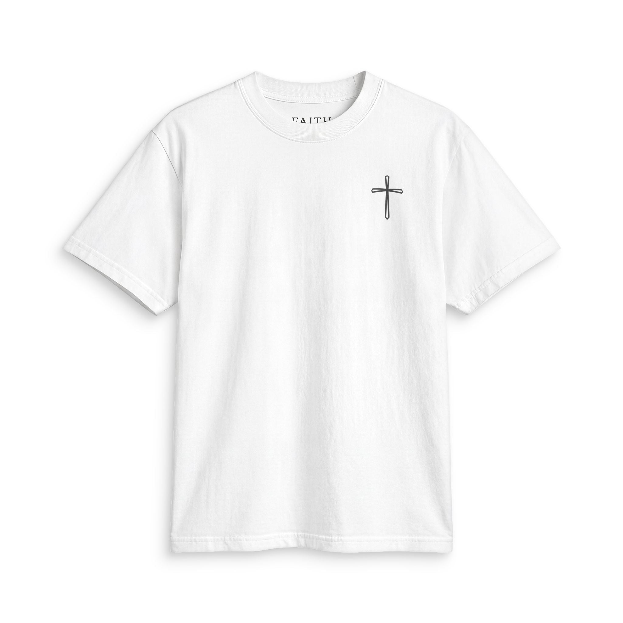 Christian Cross T-Shirt — Minimal Faith Chest Logo Tee