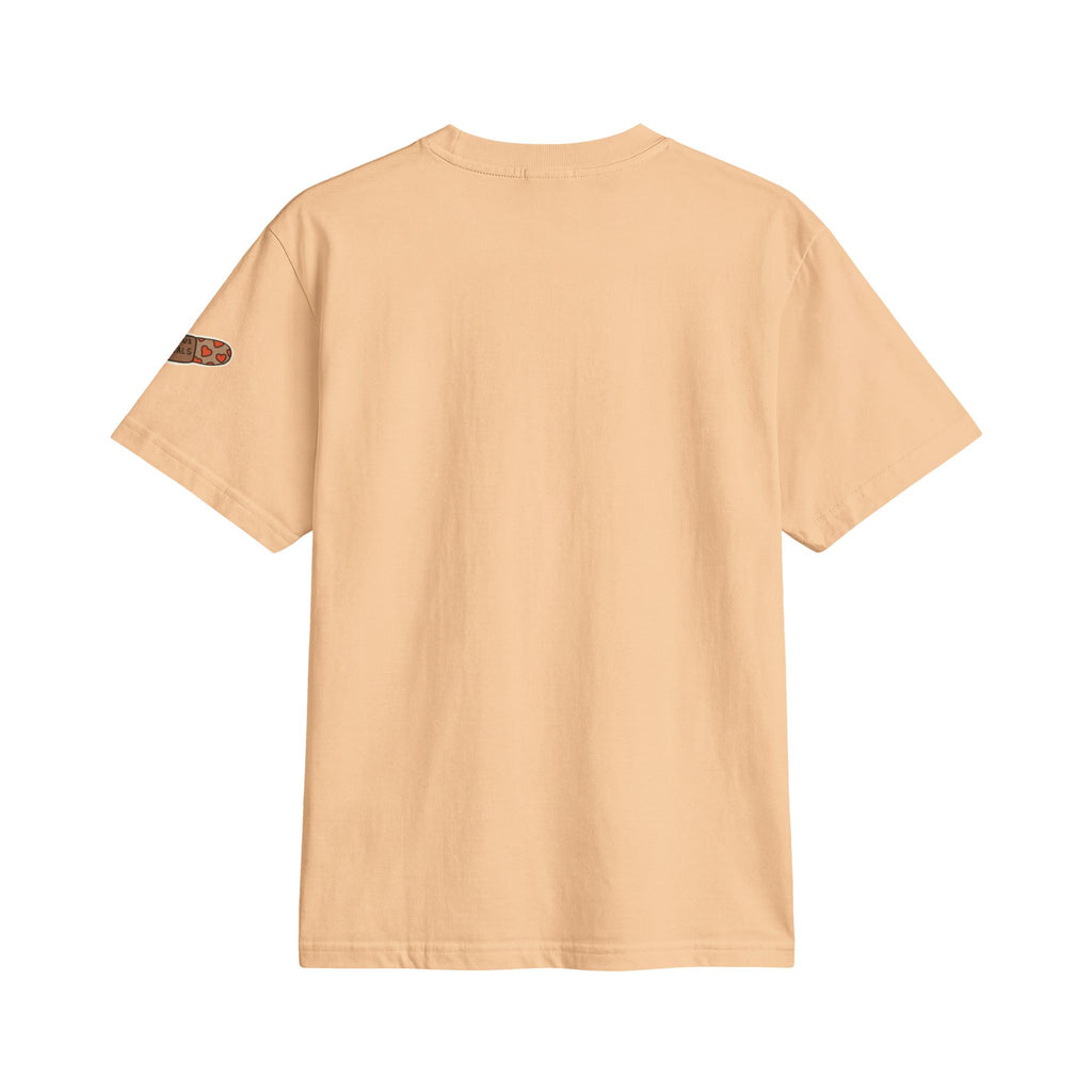 Minimal Cross Tee — Small Chest Cross & "Jesus Heals" Sleeve Patch