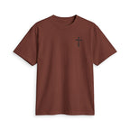 Minimal Cross Tee — Small Chest Christian Cross T-Shirt