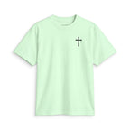 Minimal Cross Tee — Small Chest Christian Cross T-Shirt