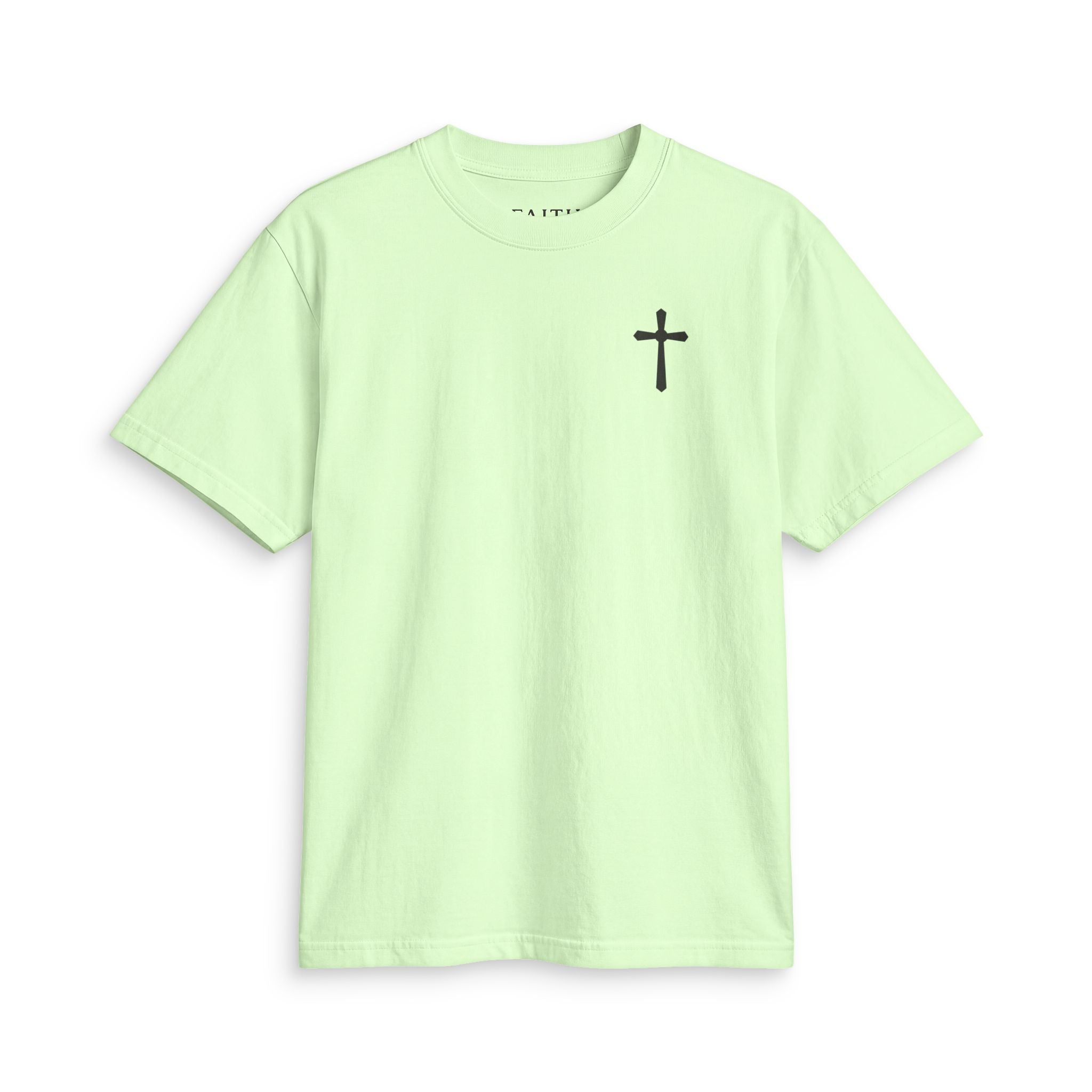 Minimal Cross Tee — Small Chest Christian Cross T-Shirt