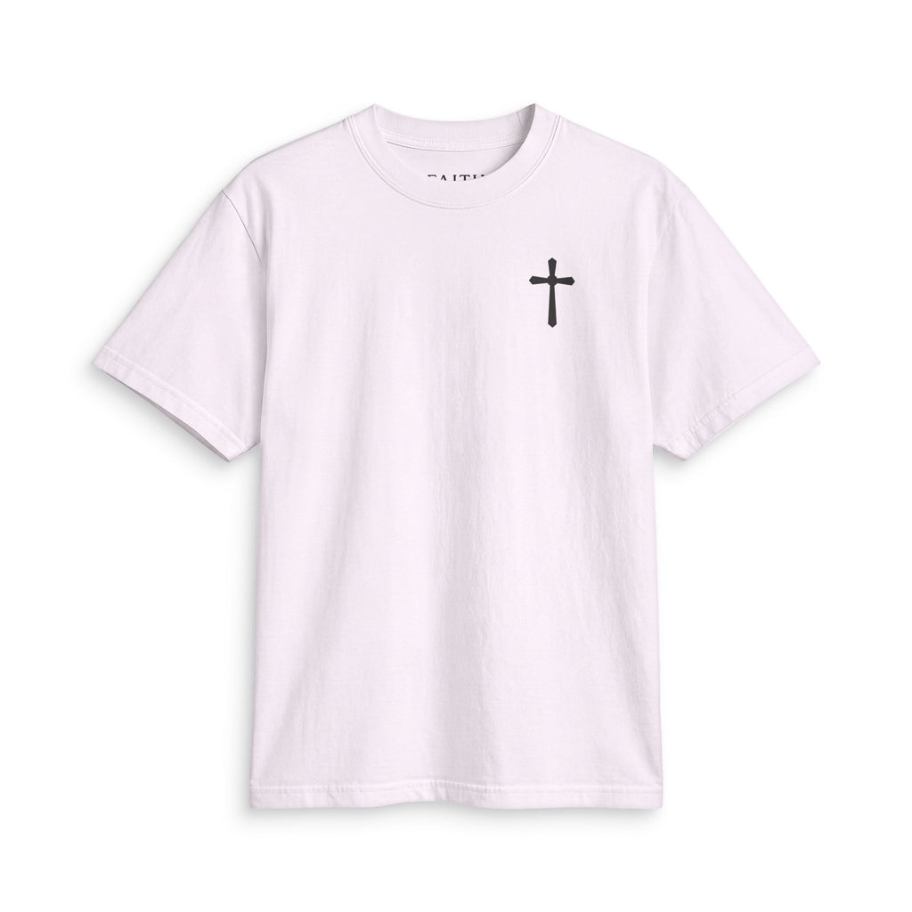 Minimal Cross Tee — Small Chest Christian Cross T-Shirt
