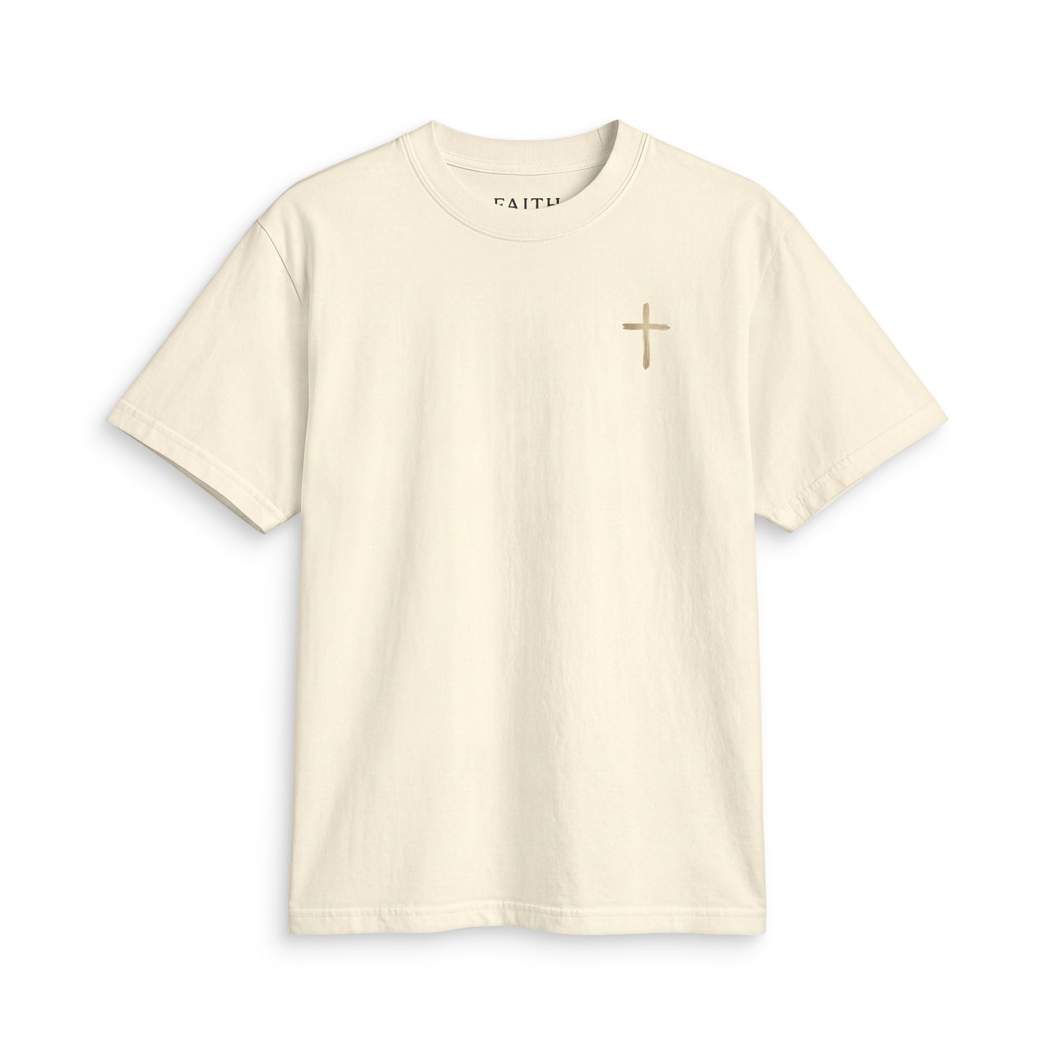 Minimal Gold Cross T-Shirt — Small Chest Christian Tee