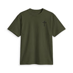 Minimal Cross T-Shirt — Small Chest Cross Graphic Christian Tee
