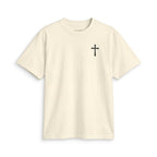 Minimal Cross Tee — Small Chest Christian Cross T-Shirt