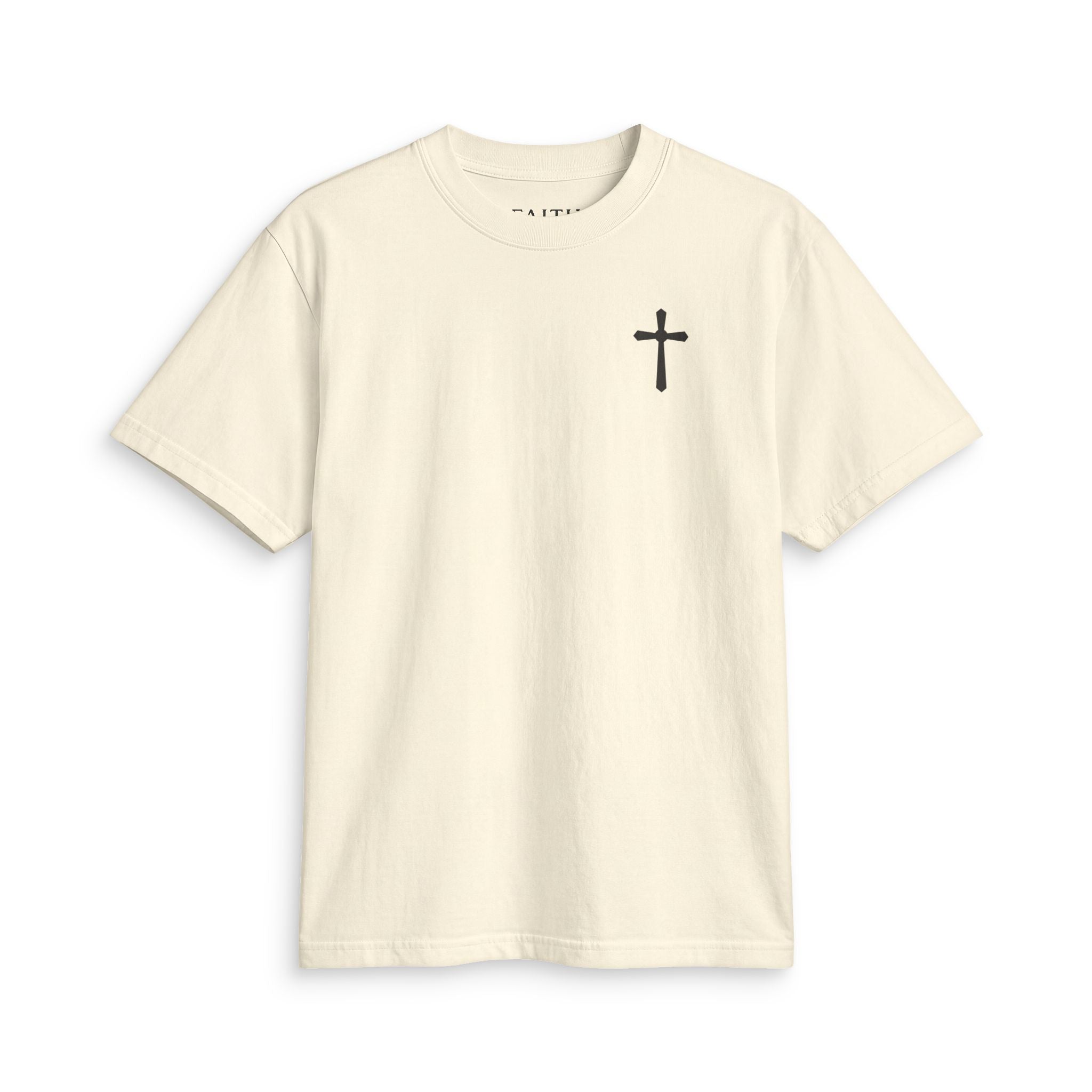 Minimal Cross Tee — Small Chest Christian Cross T-Shirt