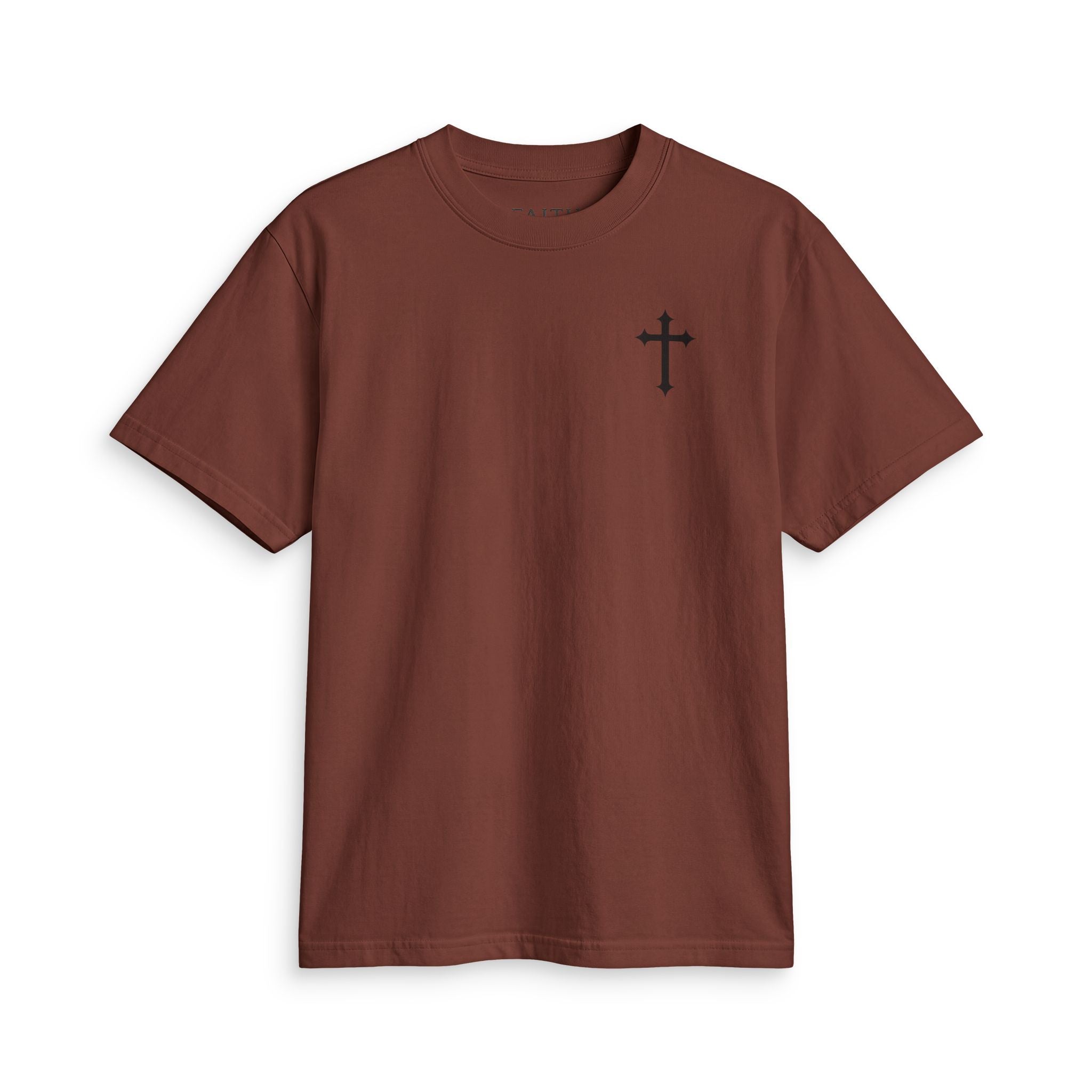 Minimal Cross T-Shirt — Small Chest Cross Graphic Christian Tee
