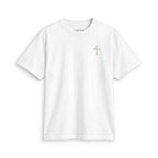 Minimal Gold Cross T-Shirt — Small Chest Christian Tee