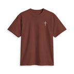 Minimal Gold Cross T-Shirt — Small Chest Christian Tee