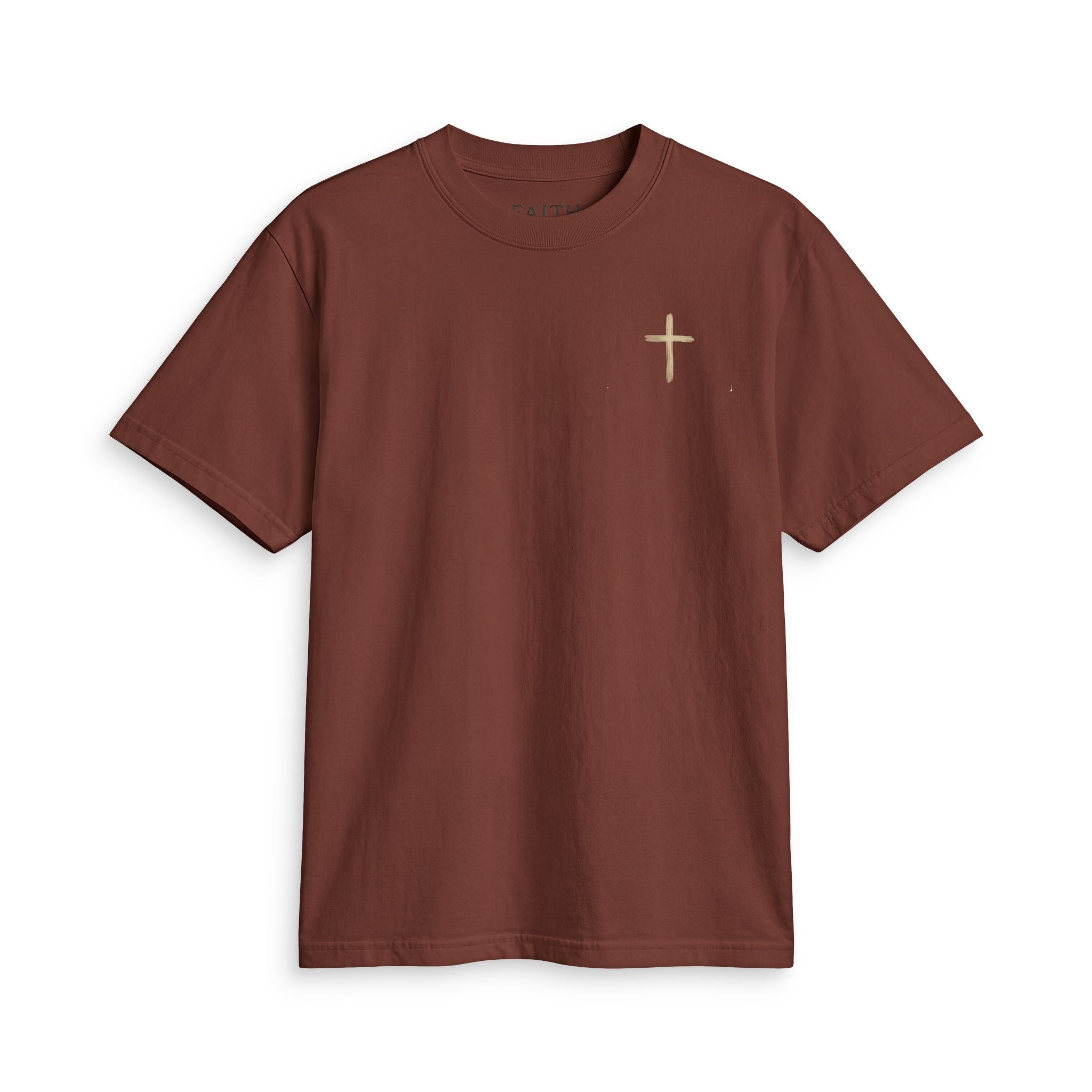Minimal Gold Cross T-Shirt — Small Chest Christian Tee