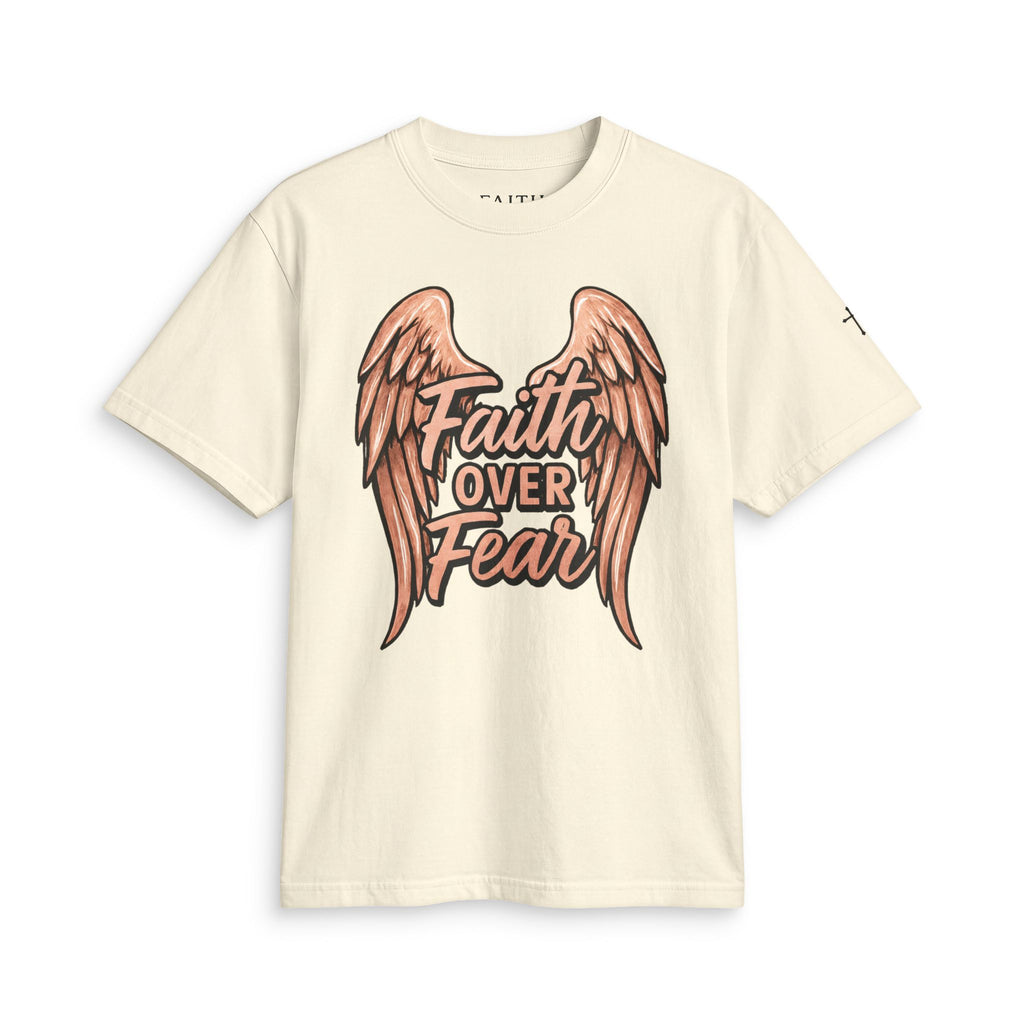 Faith Over Fear T-Shirt — Angel Wings Inspirational Christian Tee