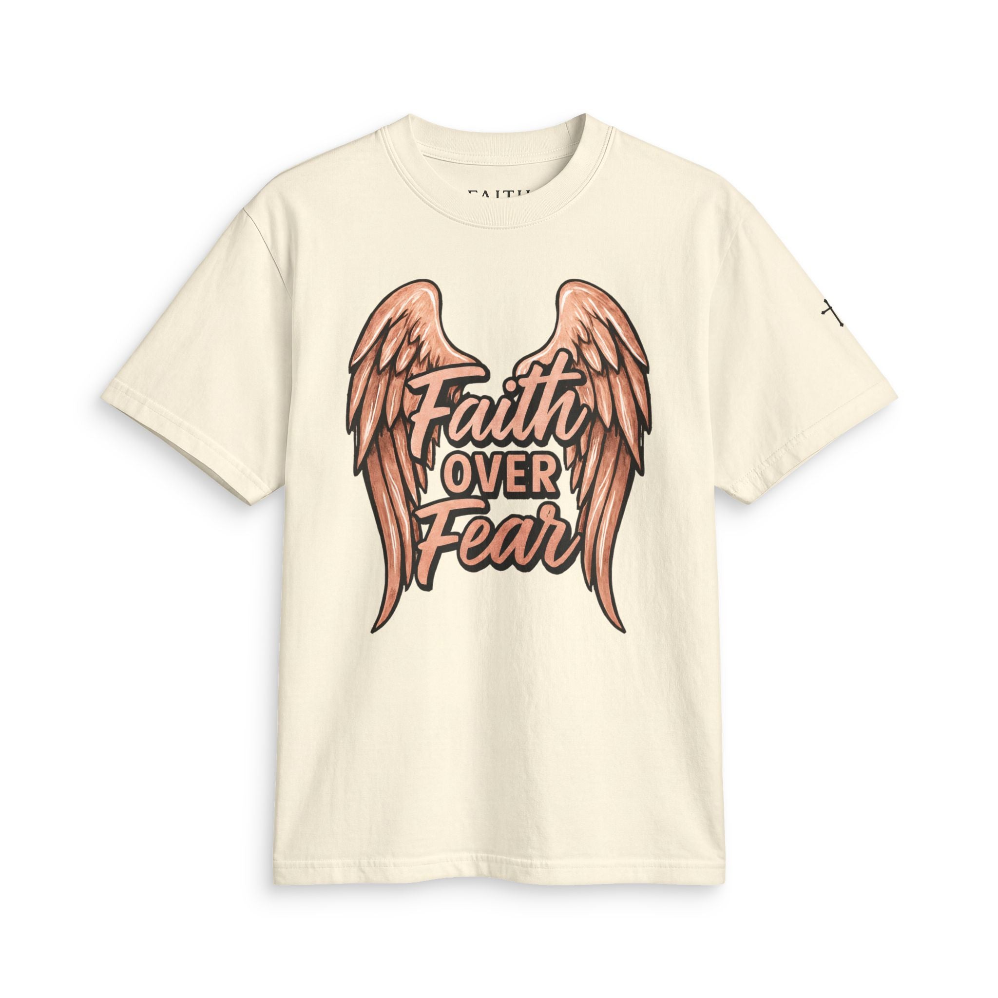 Faith Over Fear T-Shirt — Angel Wings Inspirational Christian Tee