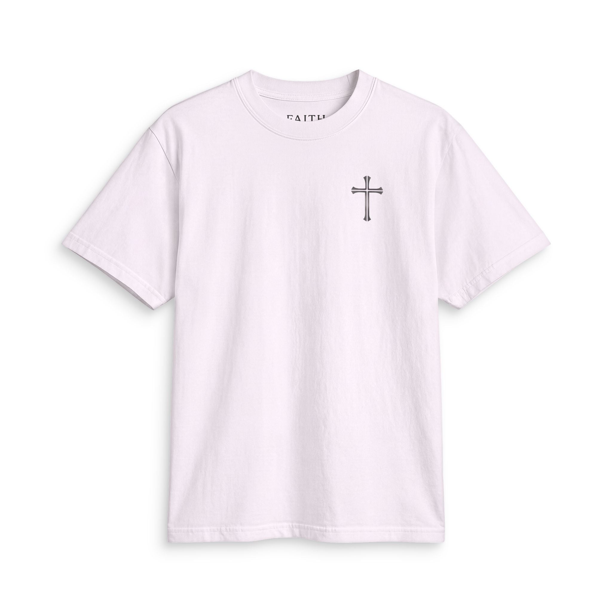 Faith Cross T-Shirt — Minimal Christian Cross Chest Tee