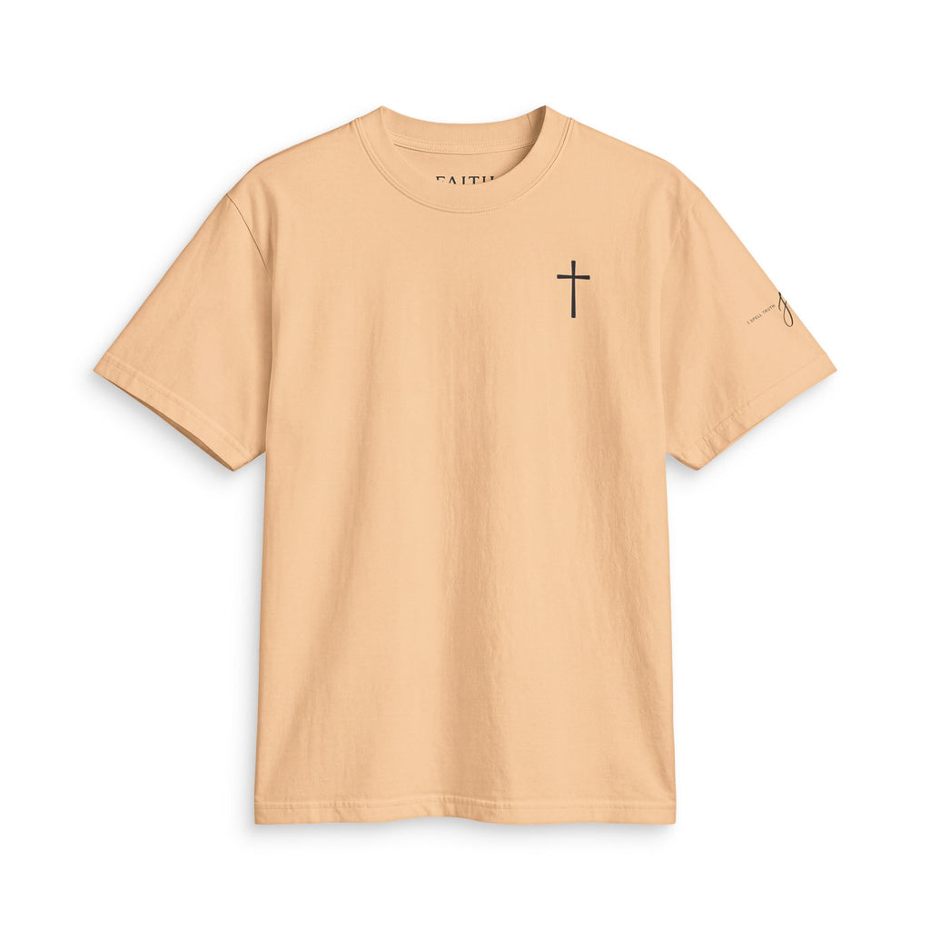 Minimal Faith Active T-Shirt — Tiny Tonal Cross & "I Spell Truth Jesus" Sleeve