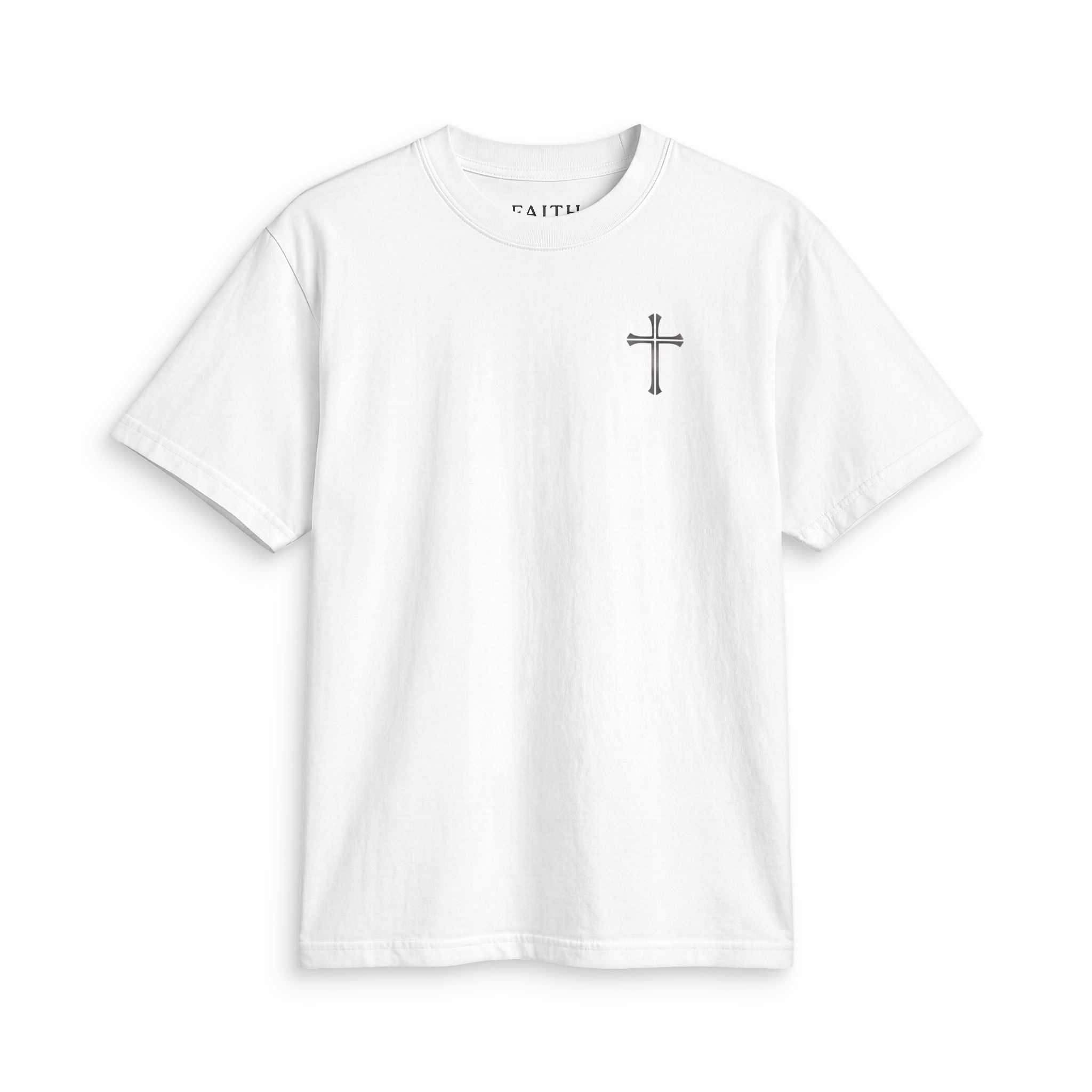 Faith Cross T-Shirt — Minimal Christian Cross Chest Tee