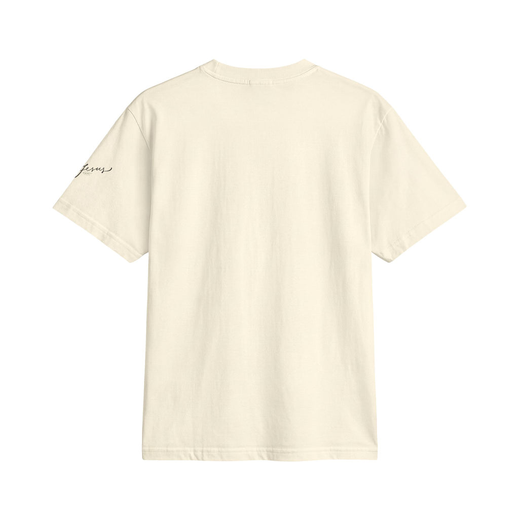 Minimal Faith Active T-Shirt — Tiny Tonal Cross & "I Spell Truth Jesus" Sleeve