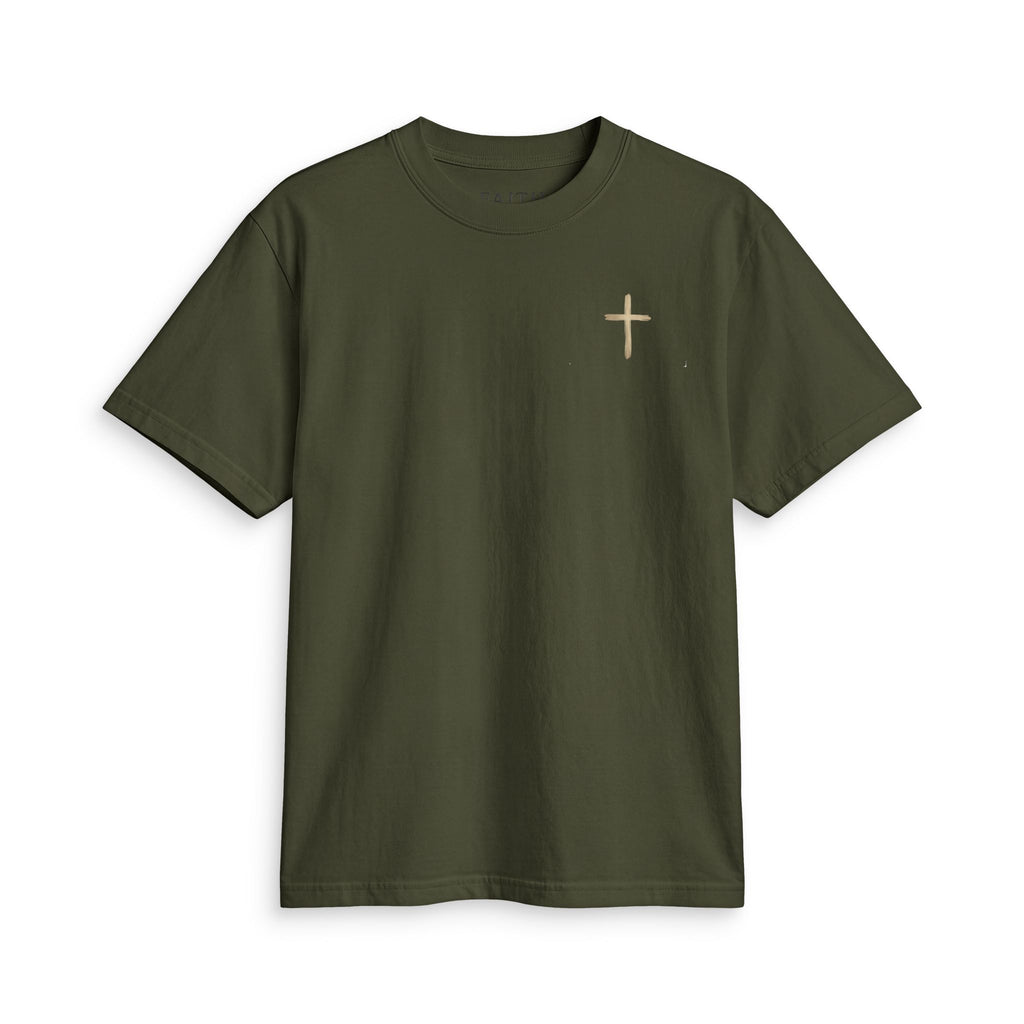 Minimal Gold Cross T-Shirt — Small Chest Christian Tee