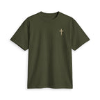 Minimal Gold Cross T-Shirt — Small Chest Christian Tee