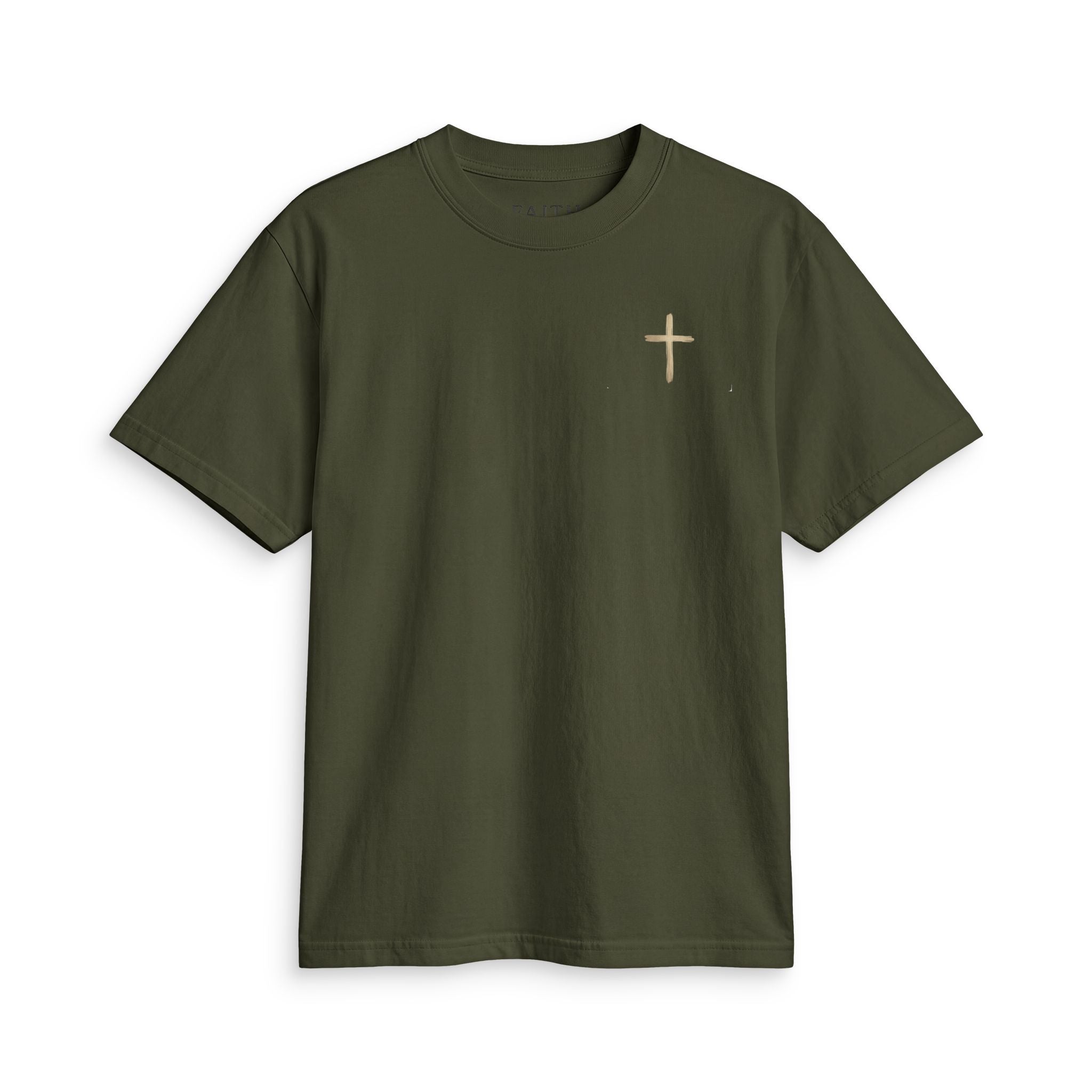 Minimal Gold Cross T-Shirt — Small Chest Christian Tee